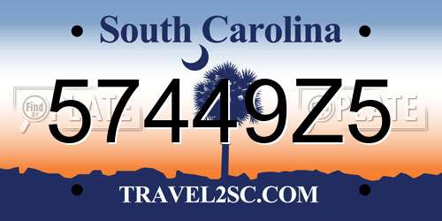 57449Z5 South Carolina License Plate