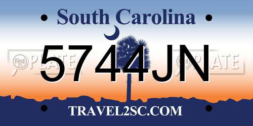 5744JN South Carolina License Plate