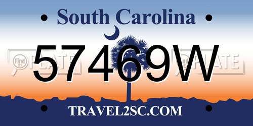 57469W South Carolina License Plate