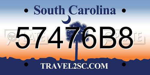 57476B8 South Carolina License Plate