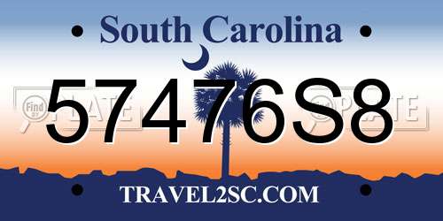 57476S8 South Carolina License Plate