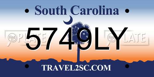 5749LY South Carolina License Plate