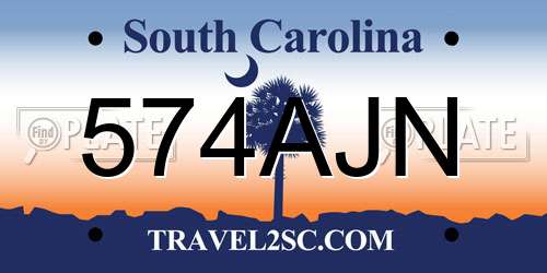 574AJN South Carolina License Plate