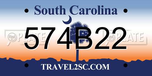 574B22 South Carolina License Plate
