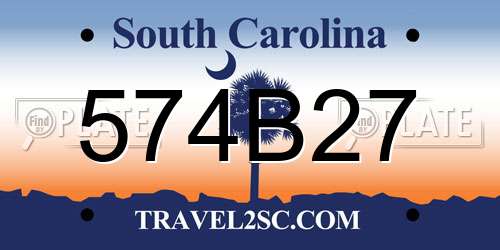 574B27 South Carolina License Plate