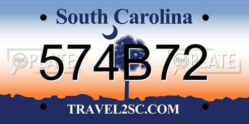 574B72 South Carolina License Plate