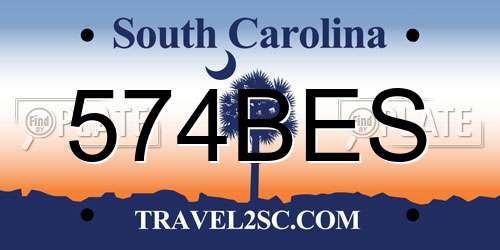 574BES South Carolina License Plate