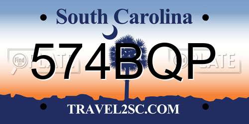 574BQP South Carolina License Plate
