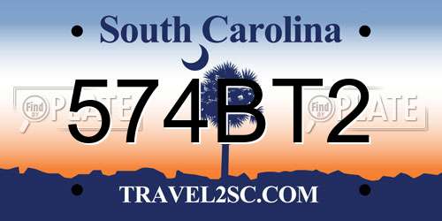 574BT2 South Carolina License Plate
