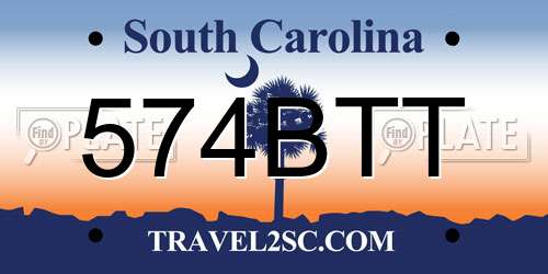 574BTT South Carolina License Plate
