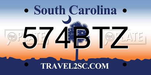 574BTZ South Carolina License Plate