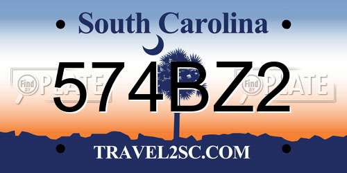 574BZ2 South Carolina License Plate