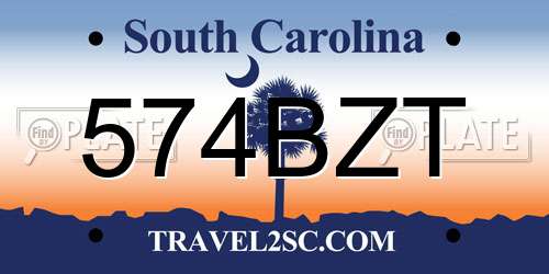 574BZT South Carolina License Plate