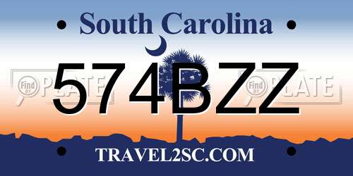 574BZZ South Carolina License Plate