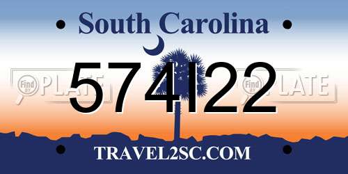 574I22 South Carolina License Plate
