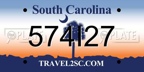 574I27 South Carolina License Plate