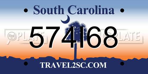 574I68 South Carolina License Plate