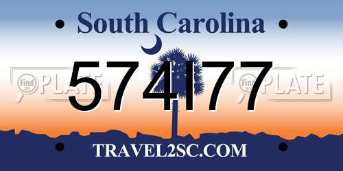 574I77 South Carolina License Plate
