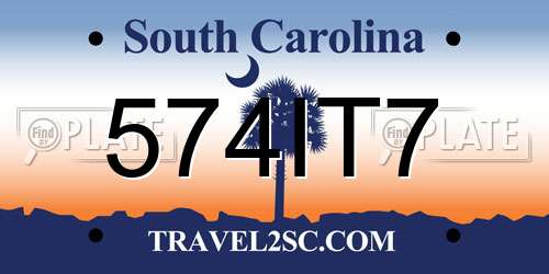 574IT7 South Carolina License Plate