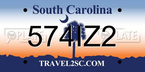 574IZ2 South Carolina License Plate