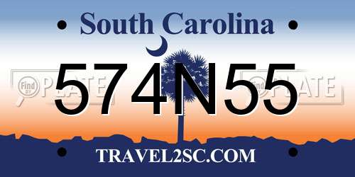 574N55 South Carolina License Plate