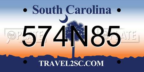 574N85 South Carolina License Plate