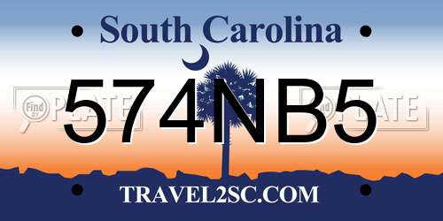 574NB5 South Carolina License Plate