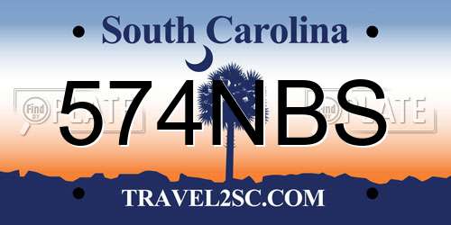 574NBS South Carolina License Plate
