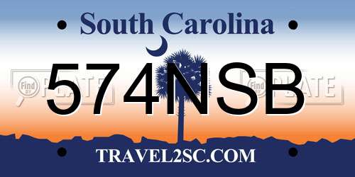 574NSB South Carolina License Plate