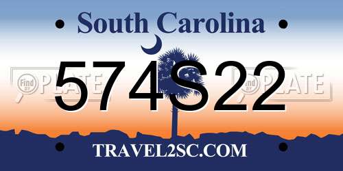 574S22 South Carolina License Plate