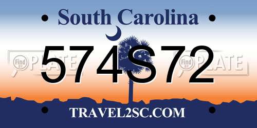 574S72 South Carolina License Plate