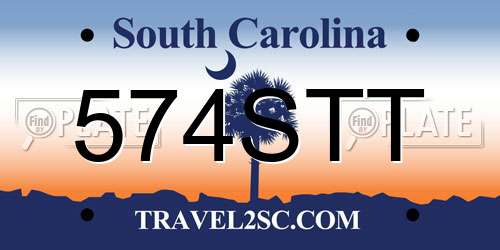 574STT South Carolina License Plate