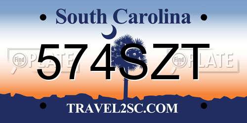 574SZT South Carolina License Plate