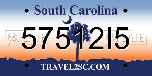 57512I5 South Carolina License Plate