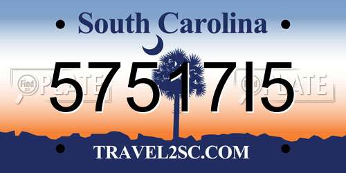 57517I5 South Carolina License Plate