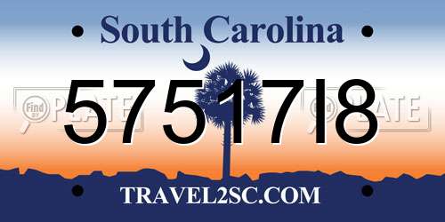 57517I8 South Carolina License Plate