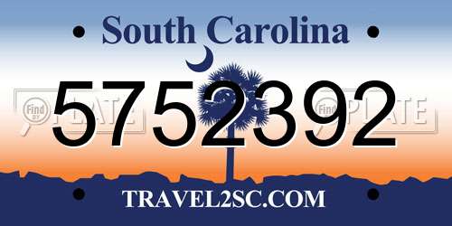 5752392 South Carolina License Plate