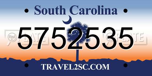 5752535 South Carolina License Plate