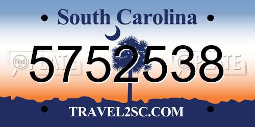 5752538 South Carolina License Plate