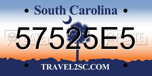 57525E5 South Carolina License Plate