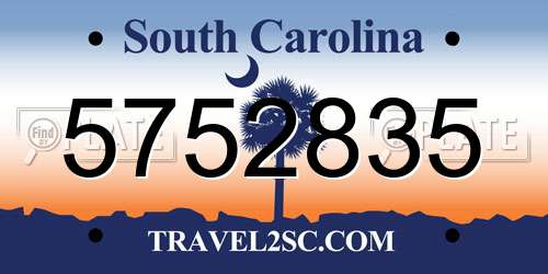 5752835 South Carolina License Plate