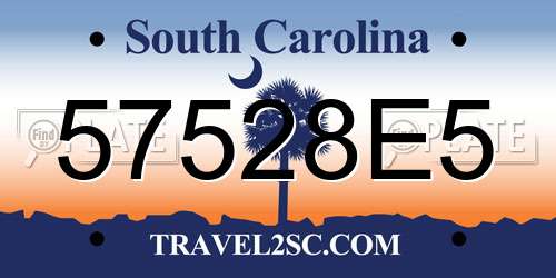 57528E5 South Carolina License Plate