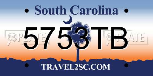 5753TB South Carolina License Plate