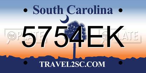 5754EK South Carolina License Plate