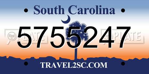 5755247 South Carolina License Plate