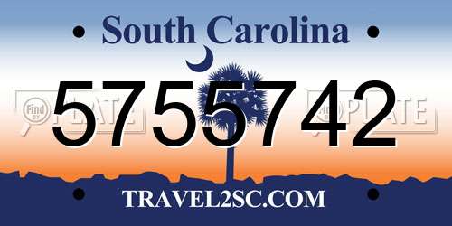 5755742 South Carolina License Plate