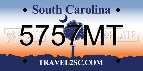5757MT South Carolina License Plate