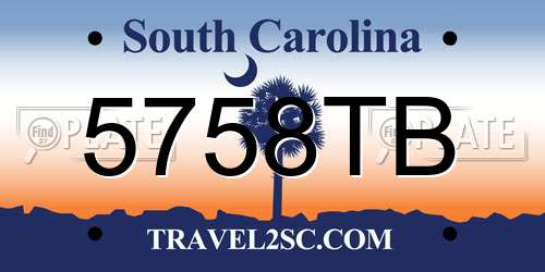 5758TB South Carolina License Plate