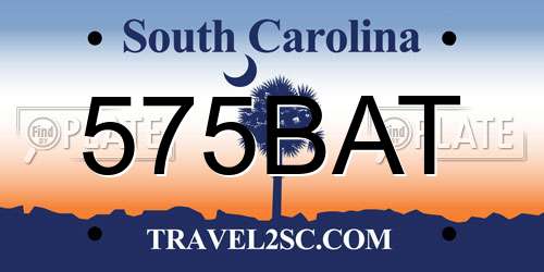 575BAT South Carolina License Plate