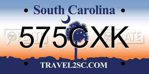 575CXK South Carolina License Plate